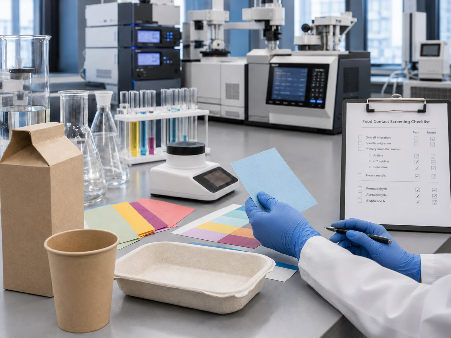 Food-contact screening of coloured paper and fibre packaging