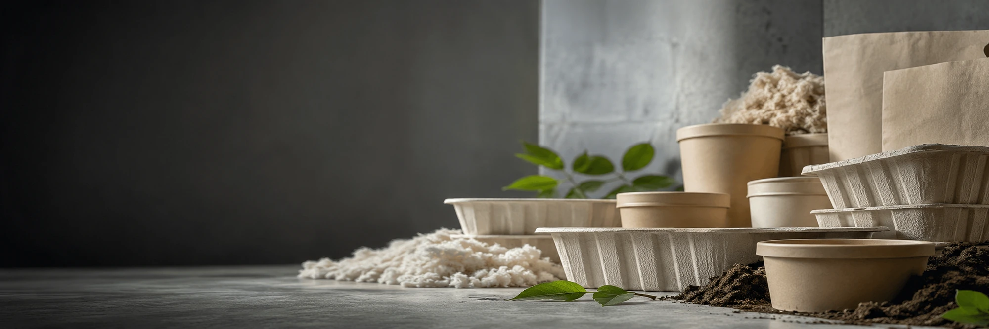 Moulded-fibre packaging, paper pulp, and natural materials